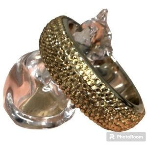 Vintage Gem Sparkle Gold Color Thick Chunky Band Bracelet